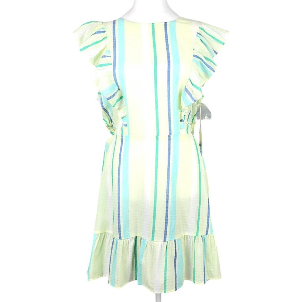 Women's a.n.a XL Mango Striped Tiered Ruffle Hem Slit Dress - Jeweled Neckline